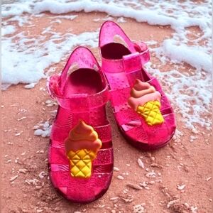 🌟 10T Pink Jelly Sandals Ice Cream Cone Toddler Summer Beach 🌟